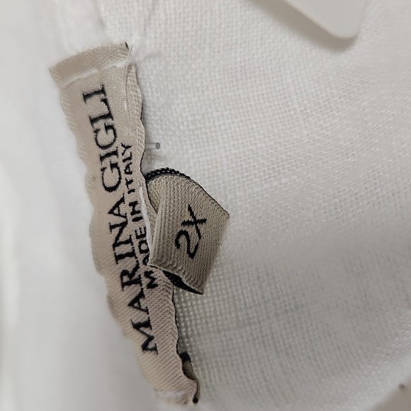 Elegant White Open-Front MARINA GIGLI Linen Cardigan - Picture 13 of 13
